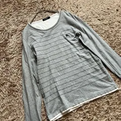BURBERRY BLACK LABEL バーバリー ブラックレーベル 長袖カットソー ロンT グレー ボーダー コットン100％ 2 上品カジュアル Re:Wear シェノン