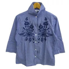 ナラカミーチェ 長袖シャツ トップス 七分袖 ストライプ柄 刺繍 クリーニング済み レディース 3サイズ 青×白 NARACAMICIE 【中古】