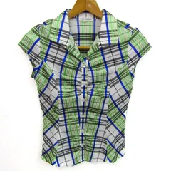 ナラカミーチェ 半袖シャツ トップス チェック柄 クリーニング済み レディース Oサイズ 緑×青×白 NARACAMICIE 【中古】