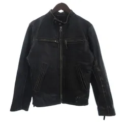 ディーゼル DIESEL ライダースジャケット ブルゾン シングル フルジップ 羊革 ラムレザー 黒 ブラック S