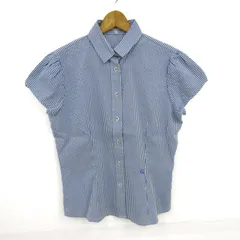 ナラカミーチェ 半袖シャツ トップス ストライプ柄 クリーニング済み レディース ﾌﾘｰサイズ 青×白 NARACAMICIE 【中古】