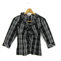 ナラカミーチェ ブラウス シャツ トップス 七分袖 チェック柄 クリーニング済み レディース 1サイズ 黒×白 NARACAMICIE 【中古】