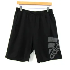 アディダス ショートパンツ ボトムス エアロレディ スポーツウエア 大きいサイズ メンズ XOサイズ 黒×白 adidas 【中古】