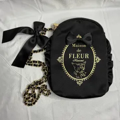 メゾンドフルール クロミ コラボ チェーンショルダーバッグ 黒 Maison de FLEUR Kuromi サンリオ ミニバッグ スマホショルダー リボン フリル ゴールド金具 美品 完売品 レア