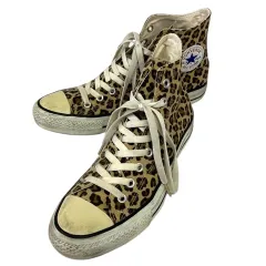 コンバース CONVERSE スニーカー オールスター ハイカット レースアップ フラット キャンバス ヒョウ柄 アニマル ロゴ ワンポイント 27.5cm 茶 ブラウン 白 ホワイト