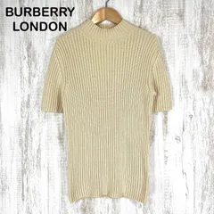 BURBERRY LONDON バーバリーロンドン ハイネック リブ編み カシミヤ 半袖 ニット セーター ベージュ Mサイズ