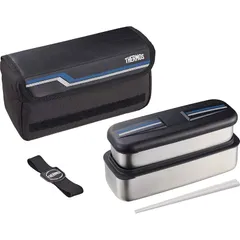 サーモス 弁当箱 ステンレス フレッシュランチボックス 1100ml ラインブラック DSD-1104W L-BK 0