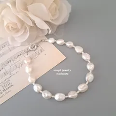 【ホワイト】淡水パールブレスレット　MBL004