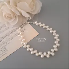 【ホワイト】淡水パールブレスレット　MBL003