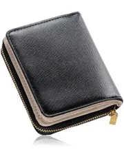 [ムラ] 財布 ゴートレザー サフィアーノレザー レディース 二つ折り 本革 バイカラー スキミング防止