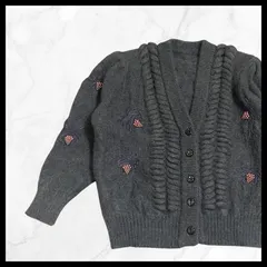 ビーズ刺繍入り ケーブル編み ニットカーディガン 長袖 セーター グレー 秋冬にぴったり羽織り