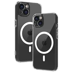 iphone 14 ケース スマホカバー マット半透明 マグネット搭載 ワイヤレス充電 耐衝撃 指紋防止 滑り止め 米軍MIL規格・Magsafe対応 アイフォン 14 用カバー インチ PinLiSheng (クリア, iPhone 14)