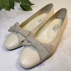 【美品】RIZ L'ESPRIT DELA VILLE/リズ レスプリ ドゥ ラ ヴィル/パンプス/リボン/ベージュ/23.0cm