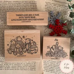 アメリカ製 ヴィンテージ スタンプセット くま テディベア 木製 ジャンクジャーナル 雑記帳などの作品作りに 雑貨 はんこ まとめ売り