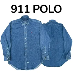 90s ポロラルフローレン デニムシャツ レッドポニー デニムシャツ S 実寸 L