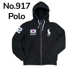 必須アイテム ポロ ビックポニー コリア 国旗 サーマル ブラック ジップアップ M