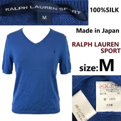 90s/vintage/日本製★RALPH LAUREN SPORT/ラルフローレン★100％SILK/半袖ニットセーター【レディースM/青/blue】インパクト21/Tops/Shirt◆BJ119-d