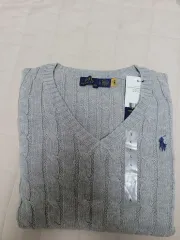 POLO RALPH LAUREN ポロラルフローレン ケーブル Vネック ニット グレー カラー L 新品