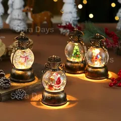 スノードーム クリスマス雑貨 ライト 音付き サンタクロース 綺麗 おしゃれ 可愛い きらきら インテリア 北欧 ヴィンテージ風 光る 音楽切り替え USB電源式 乾電池 両用 サンタ プレゼント トナカイ 雪だるま クリスマスツリー 装飾 8×8×15cm