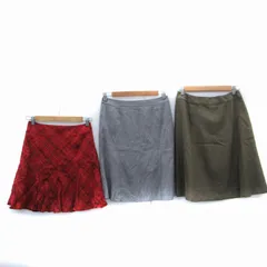 クードシャンス CdeC COUP DE CHANCE フレアスカート 3点セット おまとめ ミニ丈 ひざ丈 チェック柄 38 M グレー カーキ 赤 /SM27