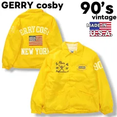 【フルデコ！】 90s ヴィンテージ USA製 コスビー GERRY cosby ベースボール コーチ ジャケット M イエロー メンズ