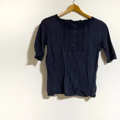 ブラウス　ネイビー　トップス　レディース　Mサイズ　オフィスカジュアル　シンプル　半袖