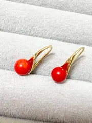 赤珊瑚 レッドコーラル 6mm ラウンドピアス