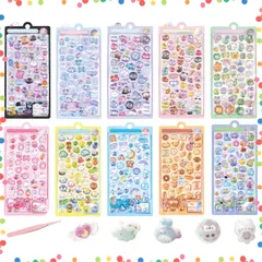 【在庫処分】ぷっくり デコレーション かわいい DIY用 デコシール 手帳 日記 ご褒美 可愛い 子供 キラキラ ステッカー 約500点】 女の子 スマホデコ用 【10枚 DIY 立体シール 手芸 贈り物 CHALAN 10枚セット