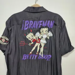 ブレイブマン ベティブープ 刺繍 半袖 Tシャツ ブラック