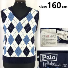 POLO RALPH LAUREN/ラルフローレン★ コットン/ニットベスト【160/キッズ/レディース/青系/アーガイル柄】Tops/sweater◆BJ117-d