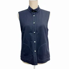 レリアン Leilian 美品 ベスト ジレ ウール ストレッチ 紺 ネイビー 7 約S ■GY