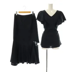 ダイアグラム グレースコンチネンタル Diagram GRACE CONTINENTAL セットアップ  カットアウト フリルトップス ブラウス フレアスカート 38 ネイビー /CX ■OS