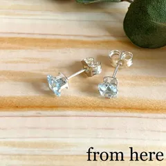 《天然石》ファセットカット〔スクエア〕ピアス 【ブルートパーズ/SV925】