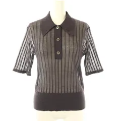 イエナ IENA 25AW FILMY COTTON 襟付きプルオーバー シアーニット 五分袖 ダークブラウン /ES ■OS■SH