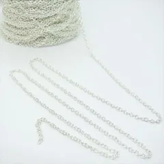 あずきチェーン ホワイトシルバー【aw11】1m切り売り カット売り 白銀 アズキ 小豆 小判 鎖 くさり ブレスレット ネックレス ピアス イヤリング ハンドメイドアクセサリーパーツ