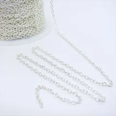 あずきチェーン ホワイトシルバー【aw12】1m切り売り カット売り 白銀 アズキ 小豆 小判 鎖 くさり ブレスレット ネックレス ピアス イヤリング ハンドメイドアクセサリーパーツ