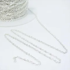 あずきチェーン ホワイトシルバー【aw22】1m切り売り カット売り 白銀 アズキ 小豆 小判 鎖 くさり ブレスレット ネックレス ピアス イヤリング ハンドメイドアクセサリーパーツ