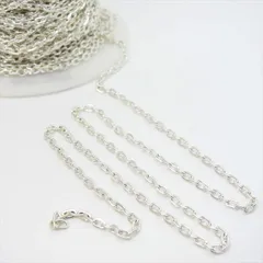 あずきチェーン ホワイトシルバー【aw25】1m切り売り カット売り 白銀 アズキ 小豆 小判 鎖 くさり ブレスレット ネックレス ピアス イヤリング ハンドメイドアクセサリーパーツ