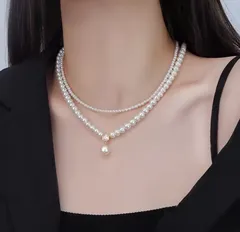 ネックレス　レディース　パール　二連ネックレス　記念日　誕生日　クリスマス　プレゼント　お呼ばれ　パーティー