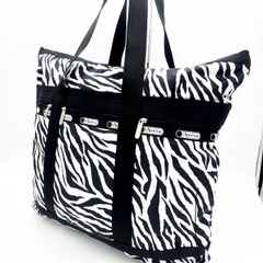 LeSportsac レスポートサック ボストンバッグ ゼブラ柄 黒白 大容量
