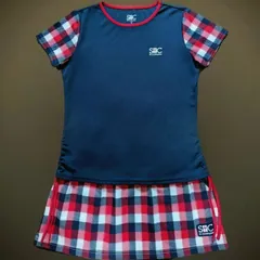 セントクリストファー  STC  テニス  ウェア  シャツ  スコート  上下セットアップ  Мサイズ  中古品  紺赤白