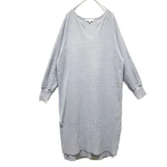 M【 GLOBAL WORK / グローバルワークス 】Vネック ワッフル ロングニットワンピース ポンチョ? ライトグレー 春秋冬 長袖 2308/0781