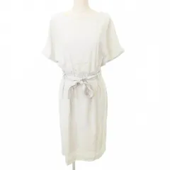 アンタイトル UNTITLED ワンピース 半袖 ストレッチ 無地 ベルト付き 薄手 2 約Mサイズ グレー ■YHS9