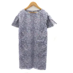 アナトリエ ANATELIER ワンピース ひざ丈 半袖 ラウンドネック 総柄 オーバーサイズ 36 マルチカラー パープル /YK21