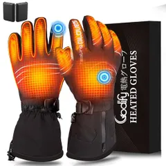 Codify 電熱グローブ バイク 電熱手袋【3秒で速暖 両面発熱 電池残量が一目瞭然！】ヒーター手袋 ヒーターグローブ 冬 電熱手袋 バッテリー付き(6000mAh)*2個 バッテリー残量表示 最大65℃均一発熱 3段階温度調節 全指タッチ aeb3573d