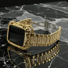 GimelZayinセット アップルウォッチ ステンレスベルト  キラキラ　カバー　ケース  dsg1 ゴールド メンズ レディース 38mm 40mm 41mm 44mm 45mm 46mm 42mm Apple Watch バンド