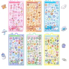 Renjzle シール ぷくぷく立体 3D 可愛い キラキラ ご褒美シール 手帳用 DIY 手芸 スマホケース飾り 携帯電話装飾 子供向け 女の子贈り物 に最適 貼り付け簡単 デコシール 手芸用品 ぷっくり触感 多用途対応 4/8枚セット (8枚スタイルA 1