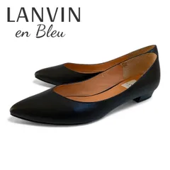 LANVIN en Bleu パンプス 24.5cm ブラック 黒 日本製 上品 きれいめ 通勤 仕事 フォーマル 冠婚葬祭 痛くない 歩きやすい バイカラー風 デザイン ヒール レディース シューズ 837KZ