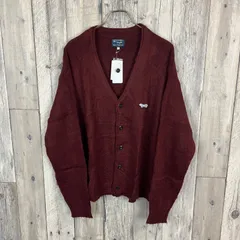 【新品】THE FOX × coen  The Fox Collection Penneys ペニーズ  フォックス × コーエン  モヘア調 モヘアタッチ モヘヤ 起毛 無地 バーガンディー ニット シャギー カーディガン メンズ L サイズ