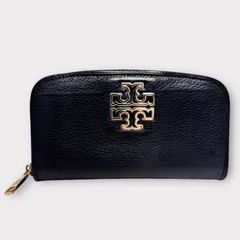 美品！TORY BURCH トリーバーチ 長財布 ブラック レザー ゴールドロゴ ラウンドジップ